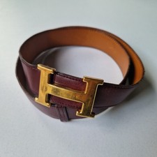 Hermes Gürtel "H" Vintage goldene Schnalle - Hermes belt gold Größe 80 cm