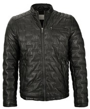 Bugatti - Herren Echtleder Lederjacke Steppjacke Lammnappa schwarz