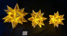 3 Stück goldene Bascetta Sterne /Origami-Stern LED-Beleuchtung / 3 Größen # 6