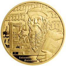 Goldmünze Johannes Gutenberg