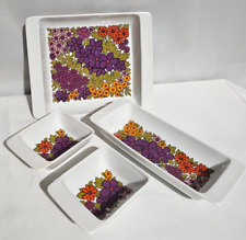 Schönwald Snackschalen 4 tlg. Schalen Dipschalen Vintage 70er Porzellan Geblümt