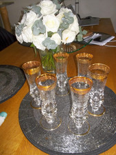 6 Murano Gläser Sektgläser Goldrand geschliffen  Dekor