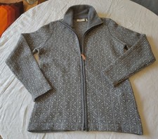 Fjällräven Damen Strickjacke Gr. M Wolle Jacke Lammwolljacke Grau Snow Cardigan