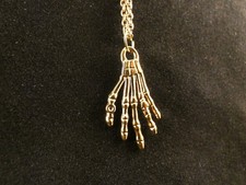 Hand Halskette 24 Karat Vergoldet Skelett Totenkopf Gothic Punk Snap Chunk