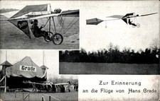 Ak Flüge von Hans Grade