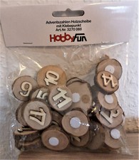 Adventszahlen Holz - 24 Stk mit Klebepunkt - Weihnachten - Feiertage - Advent