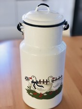 Milchkanne nahezu neuwertig emailliert Motiv Gänse Münder-Email