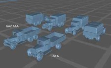 1:700, 1:350 Russian truck kit, GAZ AAA, Zis 6, Zis 5 trucks, ZIS-42M, 3d print