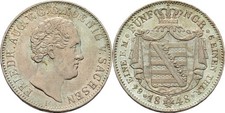 Sachsen 1/6 Taler 1848 Friedrich August II., 1836-1854  Original Münze #KLS7