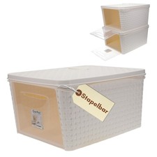 Aufbewahrungsbox mit Deckel Weiß Schrank Organizer Kleiderschrank Aufbewahrung