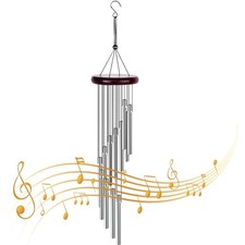 Windspiele Garten Aluminium Windspiel Klangspiel Dekoration Silber Holz