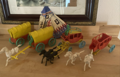 Ddr western set planwagen - western,