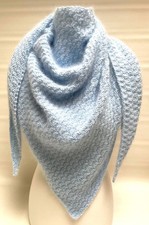 Handgestricktes Tuch Dreieckstuch  Schal Handarbeit Angora hellblau Neu