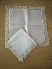 2 x Stofftaschentuch Taschentuch weiß Spitze Hochzeit Vintage NEU