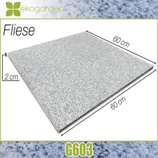 Terrassenplatte Fliese Granit Platte Naturstein hellgrau geflammt 60x60x2cm