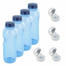 4x Kavodrink Tritan 1 L Trinkflasche +Trinkdeckel FlipTop Wasserflasche BPA-frei