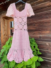 Häkelkleid ORIGINAL RETRO 60er Jahre, rosa - selbst gehäkelt, Gr. 36/38
