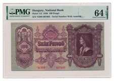 UNGARN Banknote 100 Pengo 1930 Szalasi Ausgabe PMG MS 64 EPQ Wahl Stempelglanz