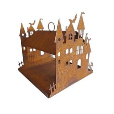 Edelrost Vogelfutterhaus im Schloss-Design, Gartendekoration mit Fledermaus