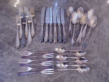 WMF 200 Kreuzband Tafelbesteck 6 Personen 30 Teile Messer 25 cm Silber 90er TOP