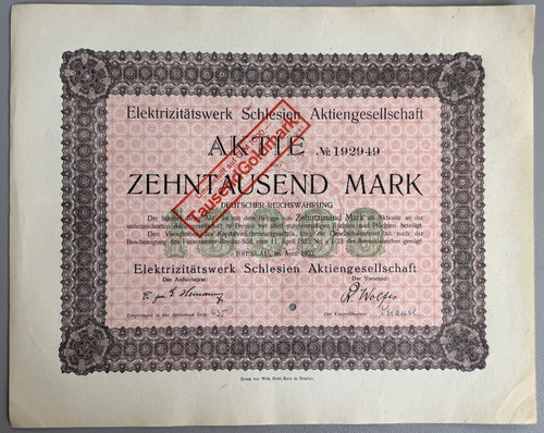 Aktie elektrizitätswerk - aktie, /