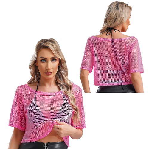 Damen shirt fishnet crop - damen,