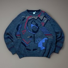 80s Strickpullover Vintage Wollmix Art Knit Boxy Fit Oversize XL