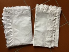 1 Paar antike Paradekissen, Volant, Spitze, Leinen, Vintage