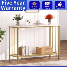 Garvee Schmales Sofa-Tischchen: Beistelltisch mit Ablagen, 85x30x81 cm