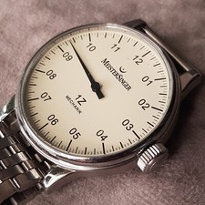 Meistersinger 1Z Scrypto Einzeigeruhr Stahl Handaufzug AM3.03 00962 2 Armbänder