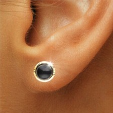 Große Ohrstecker schwarz Gold