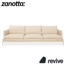Zanotta William Stoff Dreisitzer Sofa Creme Beige Sand Couch Neubezug