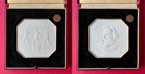 Ddr porzellan medaille ovp - in,
