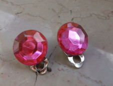 Ohrclips Strass Glitzer pink Retro Look  50er 50ies Rockabella Rockabilly