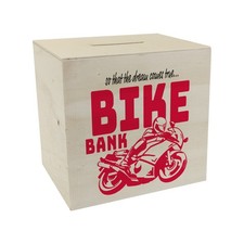 Bike Bank Spardose aus Holz in