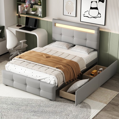 Polsterbett mit led leuchten - mit, led-leuchten