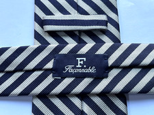 FACONNABLE Seidenkrawatte marine und silber Streifenmuster