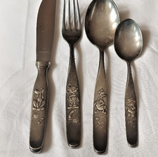 Altes Wilkens  Kinderbesteck Walt Disney versilbert "90" ungeputzt