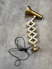 SCHERENLAMPE ZIEHHARMONIKA-LAMPE Vintage Gold 70er Midcentury Lampe Wand