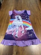 Sommer Nachthemd für Mädchen Gr.116-122 Lila Einhorn