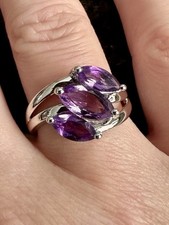 HSE Amethyst Ring 925er Silber rhodiniert hochglanzpoliert RW 17