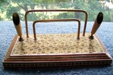 Persische Schreibtisch Stifthalter Briefablage Messing Einleg Holz u.Kamelknoche