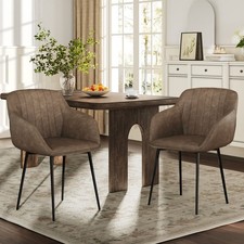 Esszimmerstühle 2er set Küchenstühle Kunstleder Polsterstuhl Dunkelbraun