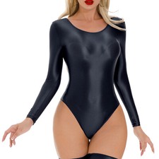 DE Damen Glossy Glänzend Body Bodysuit Ballett Tanz Trikot Gymnastik Leotard