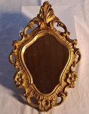 Kleiner Vintage Spiegel antik Oval Gold Farben Holz mit Durchbruch alt 32 x 22