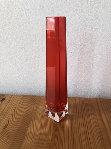 Vintage ddr glas vase eckig - vintage,