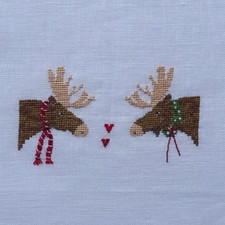 Stickbild-Kreuzstich-point de croix-  Dahlbeck -Fremme-Leinen-Weihnachten-Elche