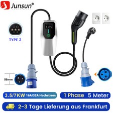 3.5/7KW 1 Phase 16/32A Typ2 EV Charger CEE Elektroauto PHEV Ladegerät Wallbox 5m