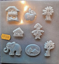 Gips Gieß Bild Silikonform milchweiß farbig 8 Formen Vintage AA2