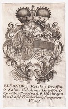 Exlibris Reichsgräfin Salm / Zaruba Hustirau 1749 Wappen bookplate coat of arms